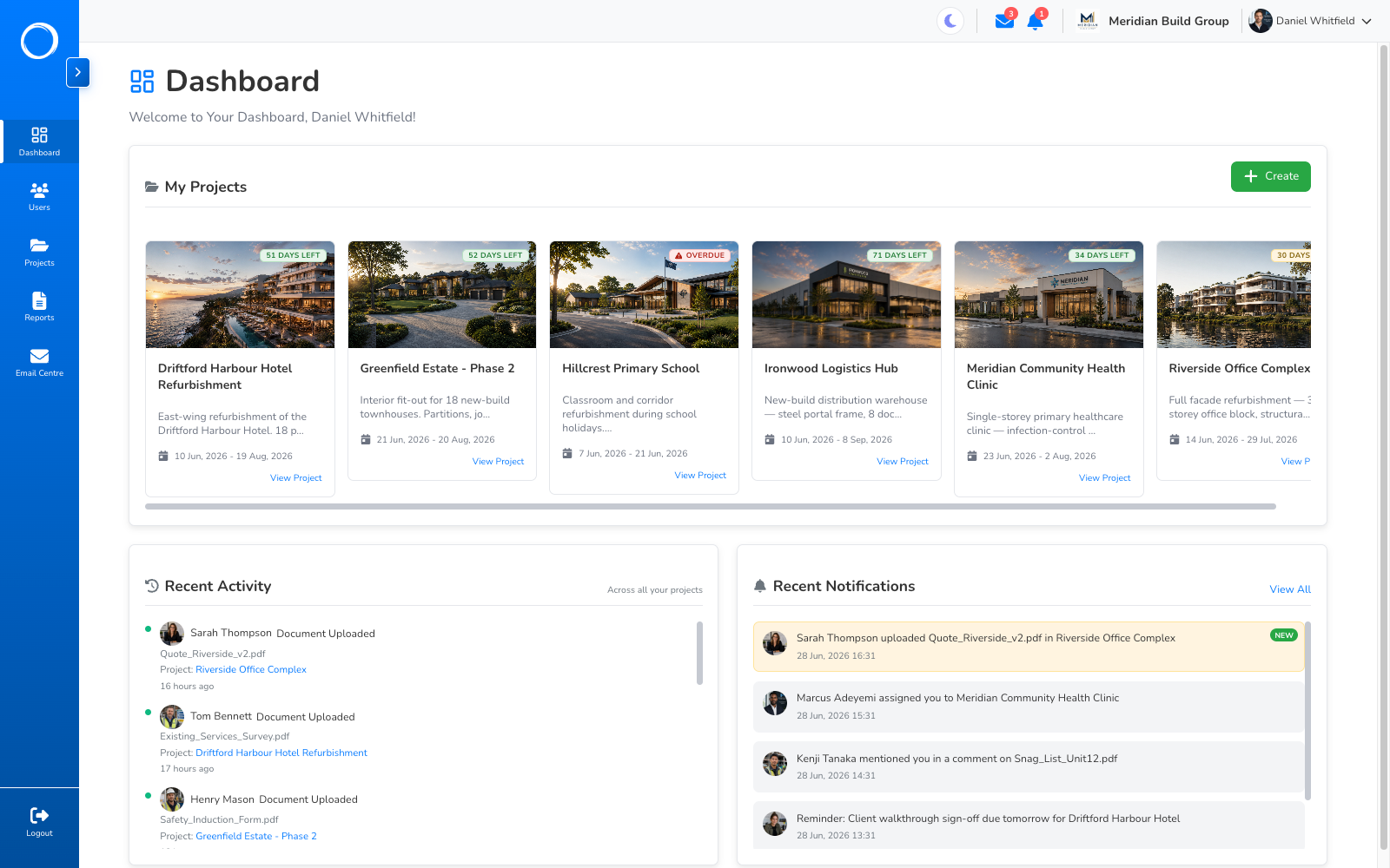 Portal Worx project management dashboard