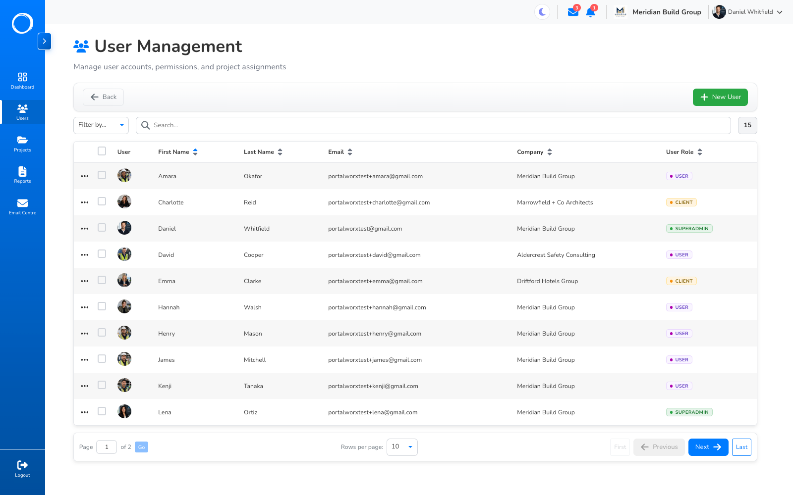 Team and roles management in Portal Worx